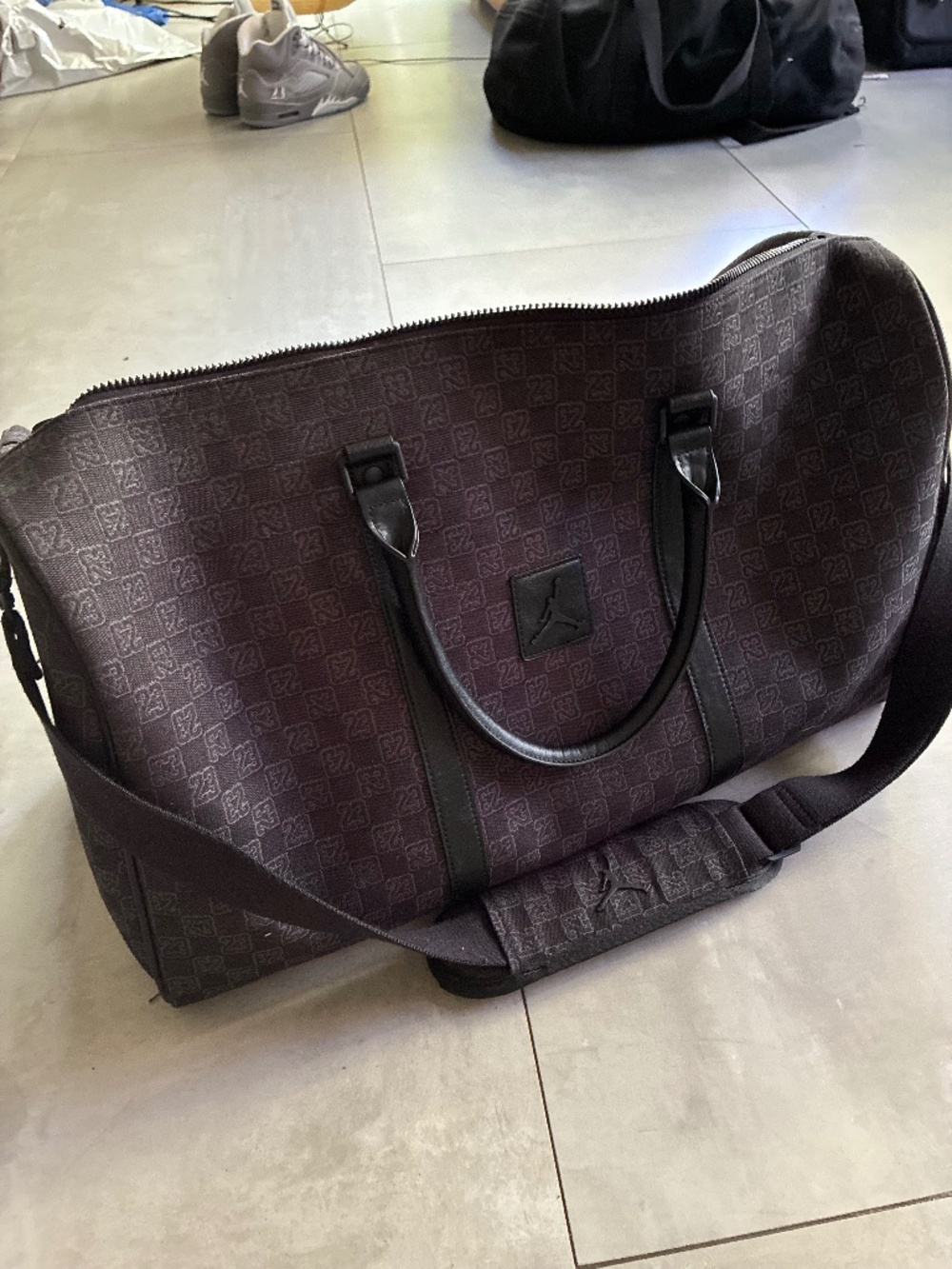 Jordan monogram duffle bag gym travel black denim